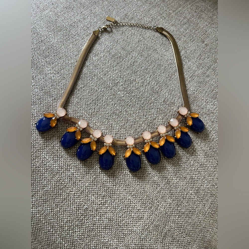 J. Crew Gold and Blue Teardrop Necklace